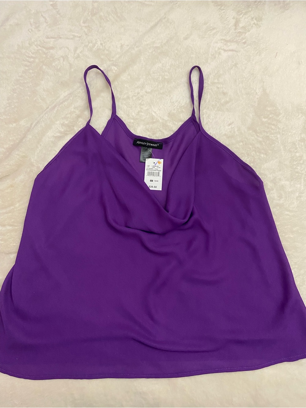 Ashley Stewart Purple NWT Purple Pansy Cowl Neck Cami Tank Top - Size 18/20 Plus